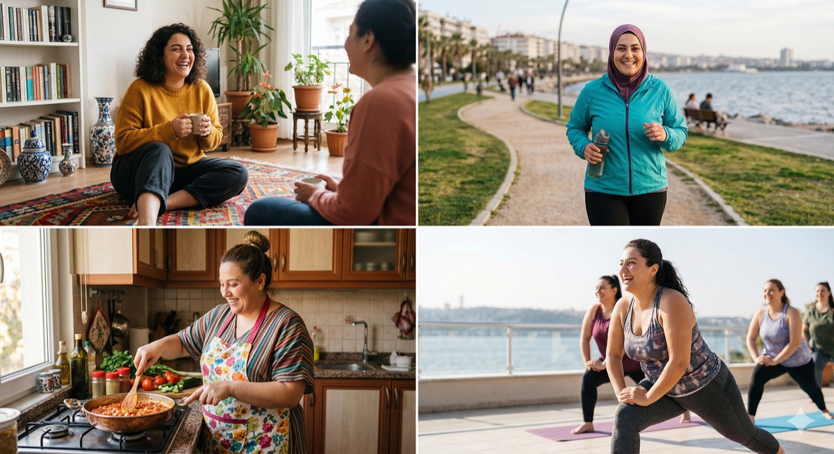 Aktif yaşam tarzı kolajı